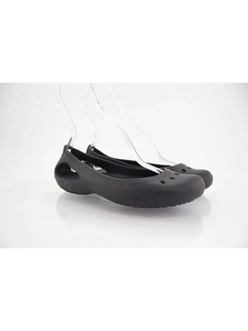 CROCS Women's Kadee Ballet Flats Size 9 Black Rubber Slip On Cutout Vented Shoe